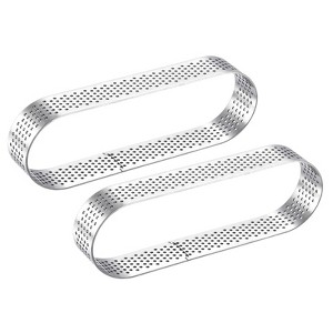 Unique Bargains Heat-Resistant Non Stick Perforated Oval Metal Pastry Rings 2 Pcs - 1 of 4
