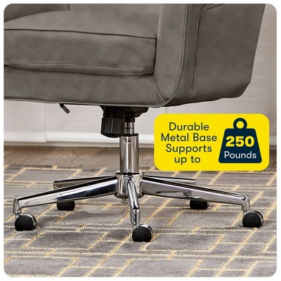 Ashland Gray Leather Swivel Home Office Chair with Memory Foam