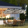 Double-sided Outdoor Patio Umbrella with Solar Lights and Base, Dining Table Umbrella Push Button Tilt - 2 of 4