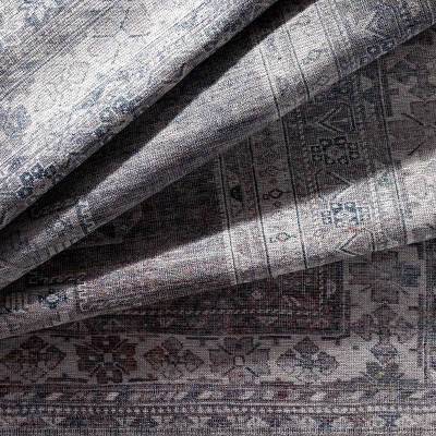 Hauteloom Gray and Cream Washable Chenille Area Rug