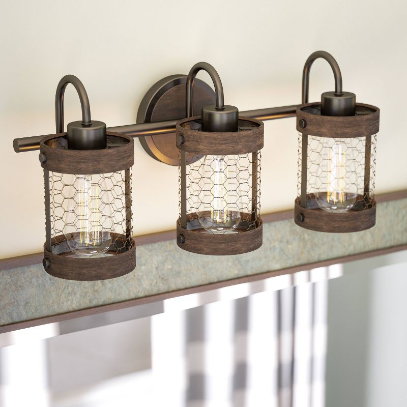 3-Light Cozy Vanity Wood Wall Lamp Oil Rubbed Bronze - Kenroy Home, 5 of 16