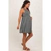 PinkBlush Olive Ribbed Sleeveless Lettuce Trim Maternity Mini Dress - 3 of 4