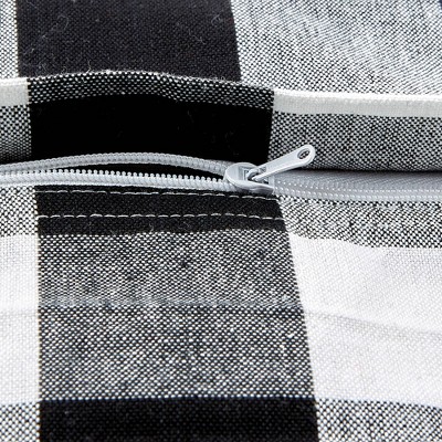 Modern Black and White Cotton Gingham Pillow Covers, Set of 4
