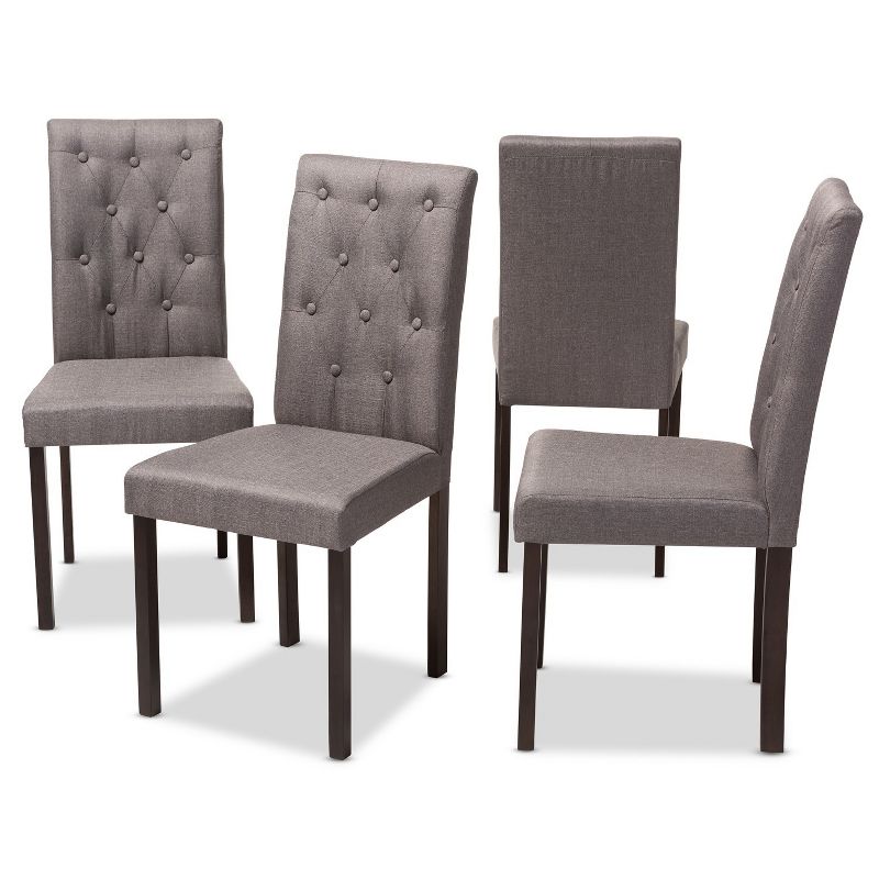 Set of 4 Gardner Finished Dining Chairs Gray/Dark Brown - Baxton Studio: Upholstered, Tufted, Solid Wood Frame, 6 of 7