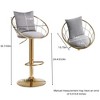 Gulches Set of 2 Gray Velvet Bar Chairs - 360¡ã Rotation, Height Adjustable, Pure Gold Plated, Unique Network Back with Gift Pillow - 2 of 4