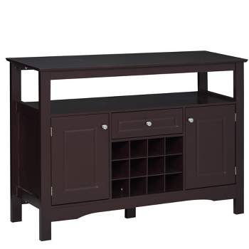 HOMCOM Modern Sideboard, Wooden Kitchen Buffet Cabinet with Drawer and 12-Bottle Wine Rack for Living Room