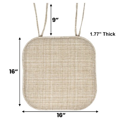 Aria Beige Memory Foam Non-Slip Chair Cushion with Ties, 4-Pack
