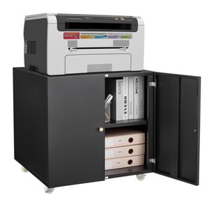 Metal Printer Stand with File Storage Cabinet, Printer Cabinet File Cabinet On Wheels with Door and Adjustable Shelf, Printer Table Stand for Office - 1 of 4