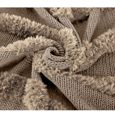 Farrah Beige Acrylic Faux Fur Reversible Throw, 50" x 60"