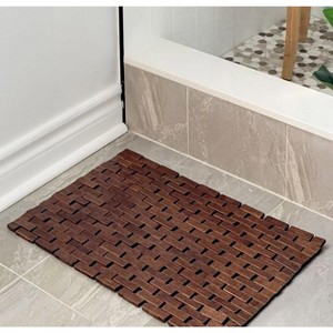 Home Mart Goods Brown Non-Slip Bottom Quick Dry Foldable Natural Bath Mat - 16.54" x 22.83" - 1 of 4