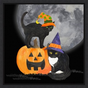 Amanti Art Fright Night Friends I-Black Cat by Tara Reed Canvas Wall Art Print Framed 16 x 16-in. - 1 of 4