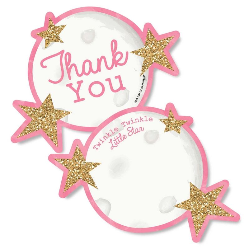 Big Dot of Happiness Pink Twinkle Twinkle Little Star - Shaped Thank You Cards - Baby Shower or Birthday Party Thank You Cards & Envelopes - Set of 12, 1 of 7