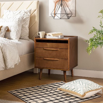 Janet 3 - Drawer Nightstand with a Charging Station | KARAT HOME