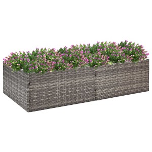 vidaXL Garden Planter Gray 61.8"x31.5"x15.7" Poly Rattan - 1 of 4