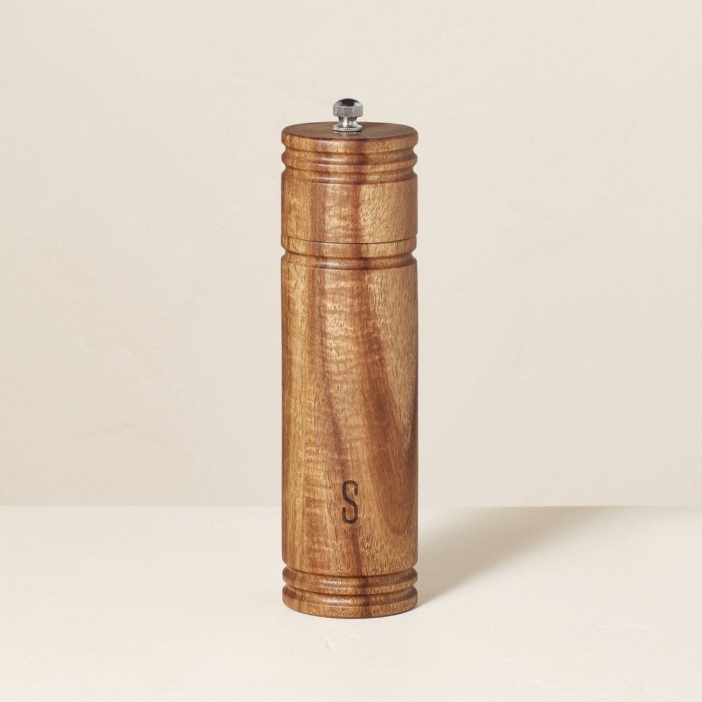 Photos - Condiment Set Wood Salt Grinder 7.5" Brown - Hearth & Hand™ with Magnolia