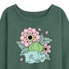 Women's - Pokémon - Bulba Flowers Lightweight French Terry Wide Neck Long Sleeve Shirt - 2 of 4