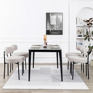 DYHOME Boucle Dining Chairs Set of 4, Mid Century Modern Kitchen Chairs with Curved Backrest and Metal Legs - 1 of 4