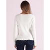 Allegra K Women's Long Sleeve Buttons Stretchy Ruffle V Neck Sweater Cardigan - 3 of 4