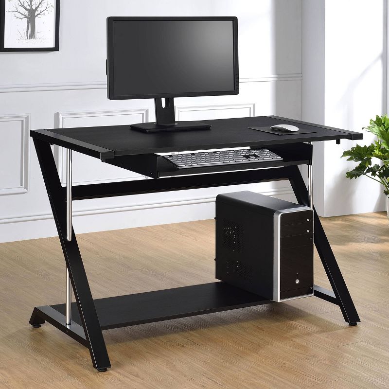 Mallet Computer Desk with Keyboard Tray &#38; Storage Shelf Black - Coaster, 3 of 13