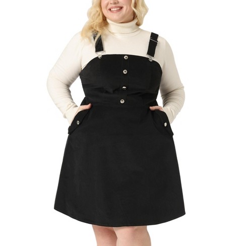 Black pinafore plus size best sale