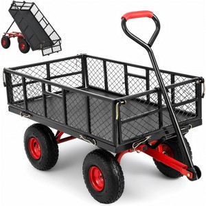 Upgraded 880 Lbs/1400 Lbs Steel Garden Cart,Heavy Duty Utility Wagon with Removable Sides and 10 Inch Tire,for Garden Lawn Landscaping - 1 of 4