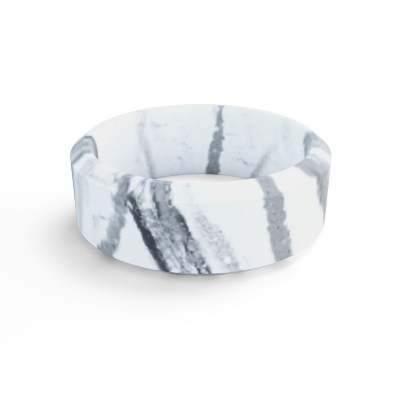 Qalo Standard Women's White Marble Modern Silicone Ring, 3 of 6