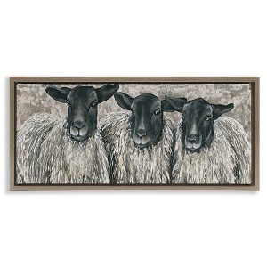 Stupell Industries Three Sheep Trio Portrait Floating Frame Canvas Art, Brown, 25" x 11" - 1 of 4