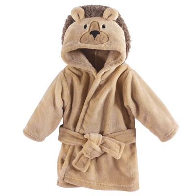 Hudson Baby Infant Plush Animal Face Bathrobe, Lion, 0-9 Months