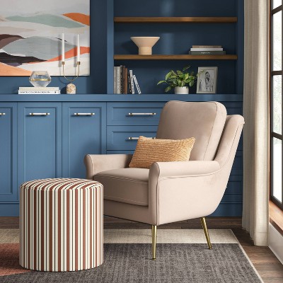 Drum Ottoman in Harvest Stripe Hearth Brown - Threshold™