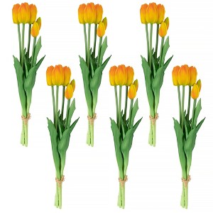 Northlight Real Touch™ Orange and Yellow Artificial Tulip Floral Bundles, Set of 6 - 18" - 1 of 4
