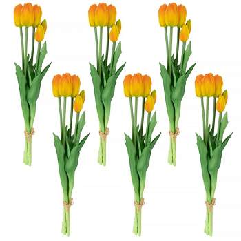 Northlight Real Touch™ Orange and Yellow Artificial Tulip Floral Bundles, Set of 6 - 18"