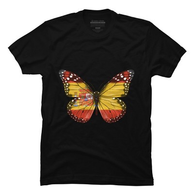 Men's Design By Humans Butterfly Flag Of Spain By GiftsIdeas T-Shirt