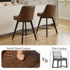 2-Pack Modern Bar Stool Set: 360° Swivel, Linen Upholstered Counter Stools w/ Button-Tufted Back, Footrest & Wooden Frame - 4 of 4