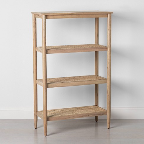 Tall 4 Shelf Wood Cane Bookcase, How To Build A Timber Bookcase