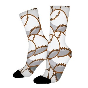Baseball Pattern Women Printed Crew Socks Funny Funky Socks Soft Polyester Novelty Gifts for Artists Men - 1 of 1