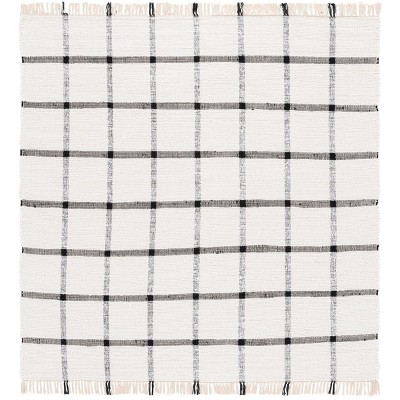 Montauk MTK322 Hand Woven Indoor Area Rug - Ivory/Black - 6'x6'- Safavieh