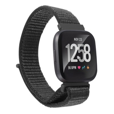 Insten Soft Woven Nylon Band for Fitbit Versa 2 / 1 / Lite / SE, Replacement Strap, Black