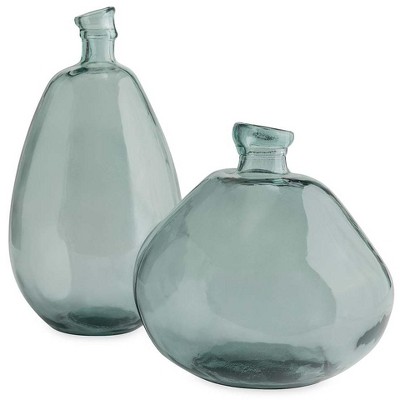 VivaTerra Recycled Glass Balloon Vases, set of 2