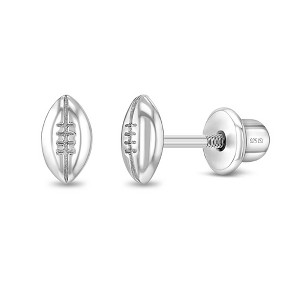 Girls' Polished Football Screw Back Sterling Silver Earrings - In Season Jewelry - 1 of 4