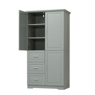 NicBex 62.2Inch Tall Bathroom Storage Cabinet with Doors and 3 Drawers for Bathroom/Office