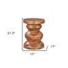 HomeRoots 21" Brown Solid Wood Round Pedestal End Table - 3 of 4