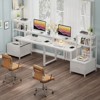 Itopfox Computer Desk with Drawers & Monitor Stand, Home Office Desk with Storage Shelves, Gaming Desk with Power Outlets & LED Lights for Study - 2 of 4