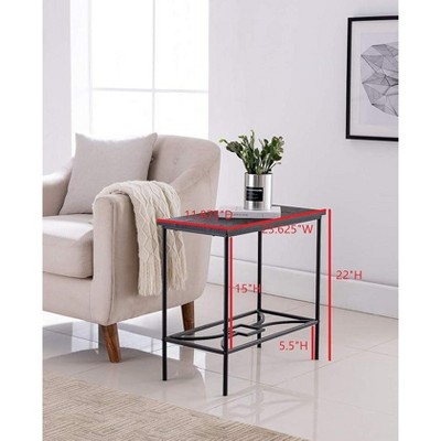 Kings Brand Black Metal and Wood Rectangular Side Table