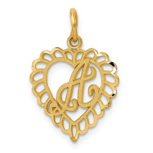 Black Bow Jewelry 14k Yellow Gold, Grace Collection, Satin Heart Initial A Pendant, 15mm - 1 of 4