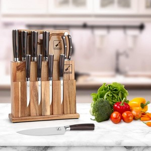 Japanese Knife Set, imarku 11-Piece Professional Kitchen Knife Set with Block, Stainless Steel Chef Knife Set with Wooden Cutting Board,Sharpener - 1 of 4
