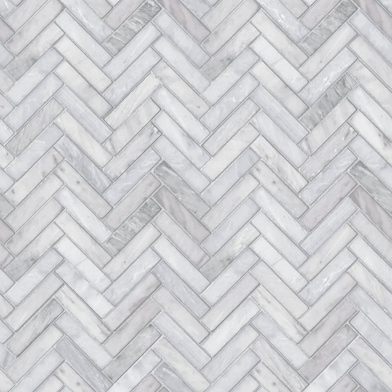 Marble Herringbone Tile Peel &#38; Stick Wallpaper Gray - Threshold&#8482;, 3 of 9
