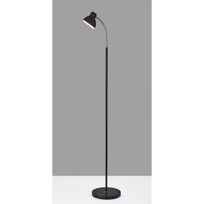 Adjustable Black and Brushed Steel Arc LED Floor Lamp