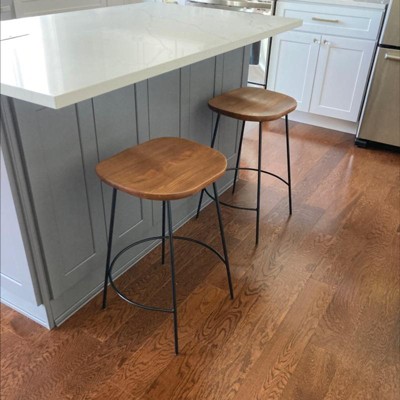 Metal Base Counter Height Barstools With Wood Seat Brown - Threshold ...