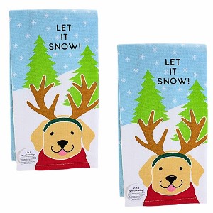 Kay Dee Designs 26.0 Inch Let It Snow Kitchen Towel Set Puppy Dog Antlers Kitchen Towel - 1 of 3