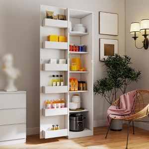 70" Kitchen Pantry Cabinet, Freestanding Bathroom Storage Cabinet, Wood Cupboard with Adjustable Shelves, Coffee Bar Floor Cabinet for Living Room - 1 of 4